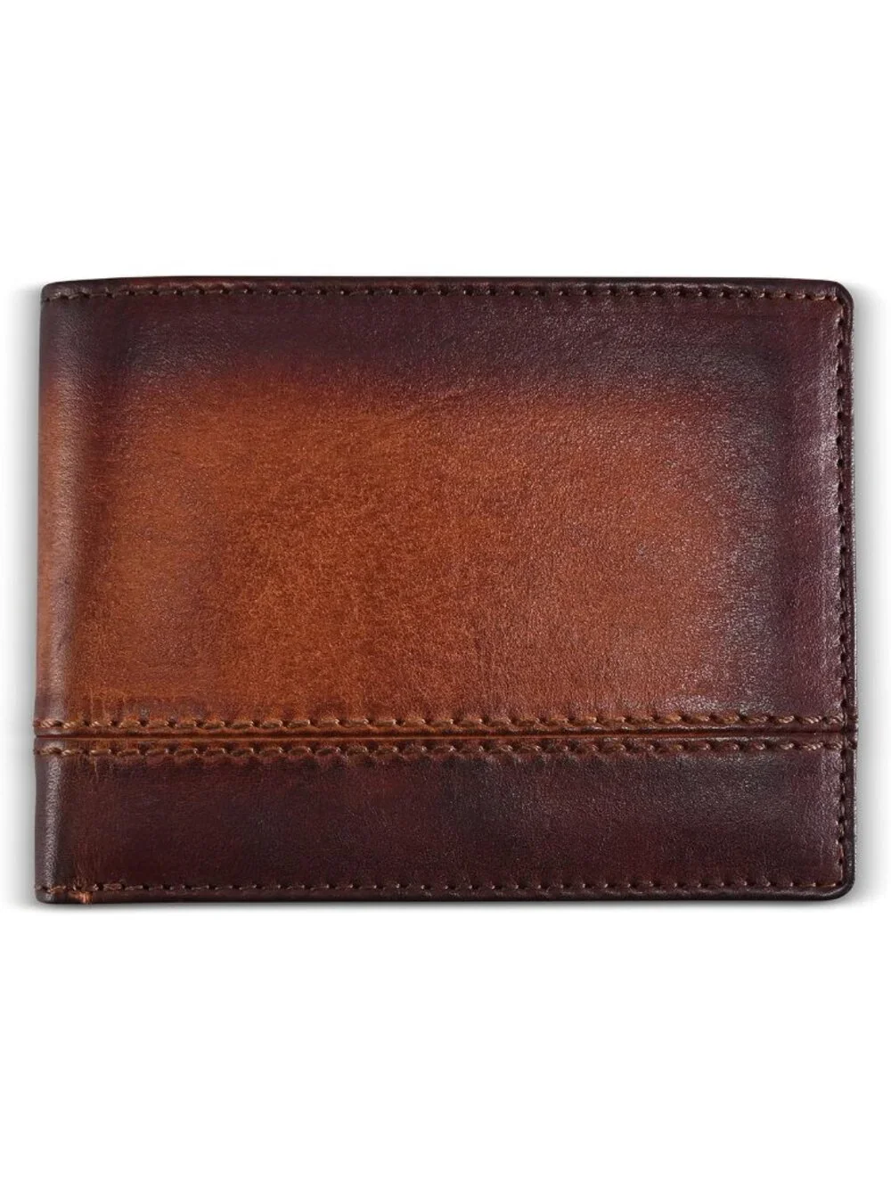 Cognac Brown Leather Bifold Wallet for Men | RFID Blocking & Removable ID Holder